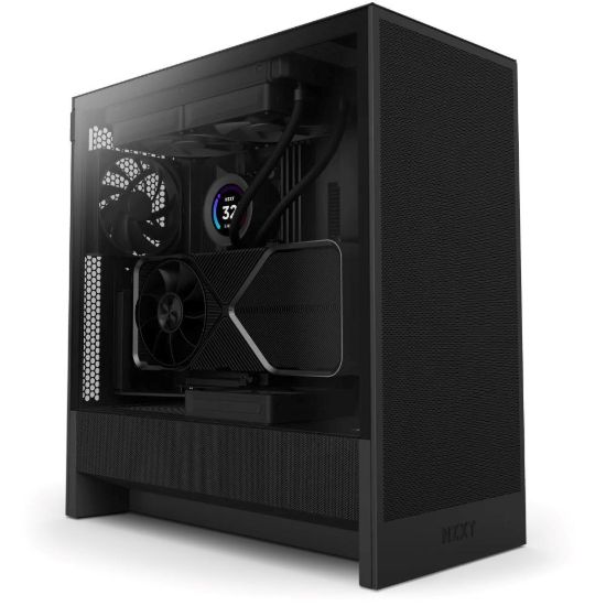 Obrázek NZXT skříň H5 Flow edition / 2x120 mm fan / USB 3.0 / USB-C 3.1 / průhledná bočnice / mesh panel / černá