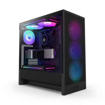 Obrázek NZXT skříň H5 Flow RGB edition / 1x360 mm RGB core fan / 1x120mm / USB 3.0 / USB-C 3.1 / průhledná bočnice / mesh /černá