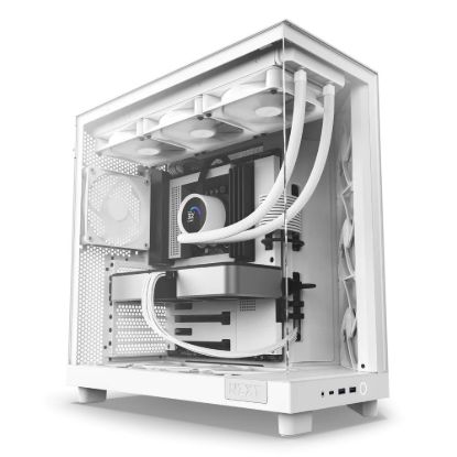 Obrázek NZXT skříň H6 Flow dvoukomorová / MidT / 3x120mm fan / 2xUSB 3.2 / USB-C / prosklená bočnice i čelo / bílá