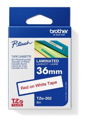 Obrázek BROTHER TZE262 - kazeta TZ šířky 36mm, laminovaná TZE-262, bílá/červené písmo