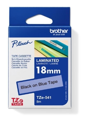 Obrázek BROTHER TZE541 - kazeta TZ šířky 18mm, laminovaná TZE-541, modrá/černé písmo
