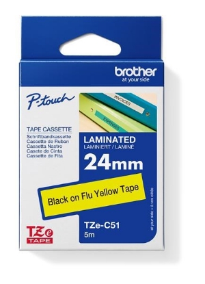Obrázek BROTHER TZEC51 - kazeta TZ šířky 24mm, laminovaná TZE-C51, signální žlutá/černé písmo