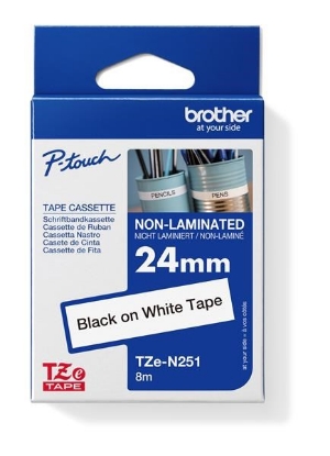 Obrázek BROTHER TZEN251 - kazeta TZ šířky 24mm, NElaminovaná TZE-251, bílá/černé písmo