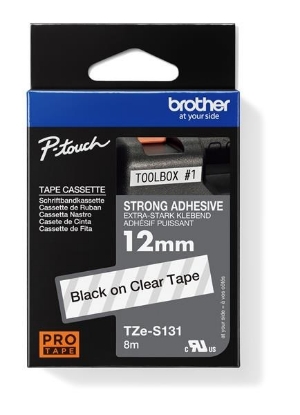 Obrázek BROTHER TZES131 - kazeta TZ šířky 12mm, extrémně adhesivní lamino TZE-S131, průsvitná/černé písmo