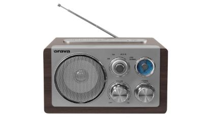 Obrázek Orava RR- 29 A rádio, 1 x 3, 5W, AM / FM rádio, USB, AUX vstup, SD karta, hnědá / stříbrná