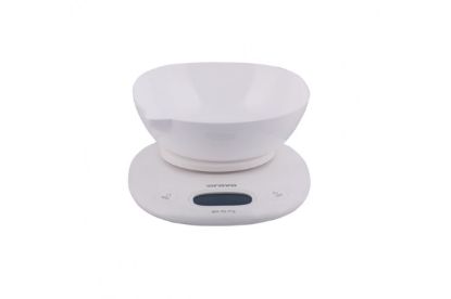 Obrázek ORAVA EV- 14 digitální kuchyňská váha s miskou, LCD displej, funkce TARE, přesnost 1 g