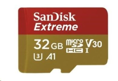 Obrázek SanDisk MicroSDHC karta 32GB Extreme (100MB/s, Class 10, UHS-I U3 V30) + adaptér
