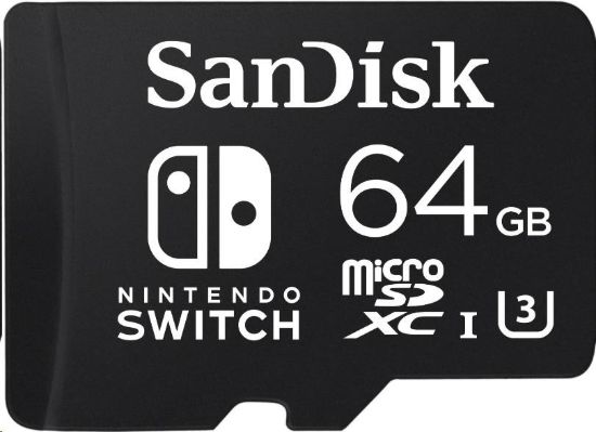 Obrázek SanDisk MIcroSDXC karta 64GB for Nintendo Switch (R:100/W:90 MB/s, UHS-I, V30, U3, C10, A1) licensed Product