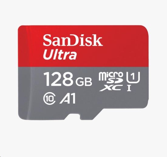 Obrázek SanDisk MicroSDXC karta 128GB Ultra (100MB/s, Class 10, Android) + adaptér