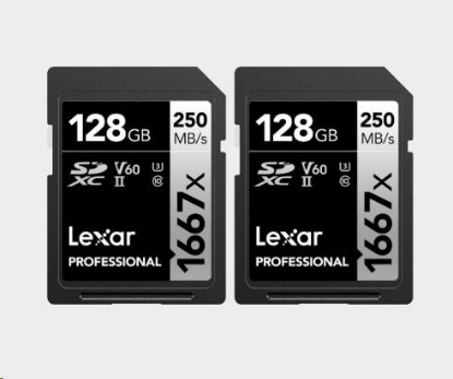 Obrázek Lexar SDXC Pro 1667X UHS-II U3 R250/W120 (V60) 128G - 2pack