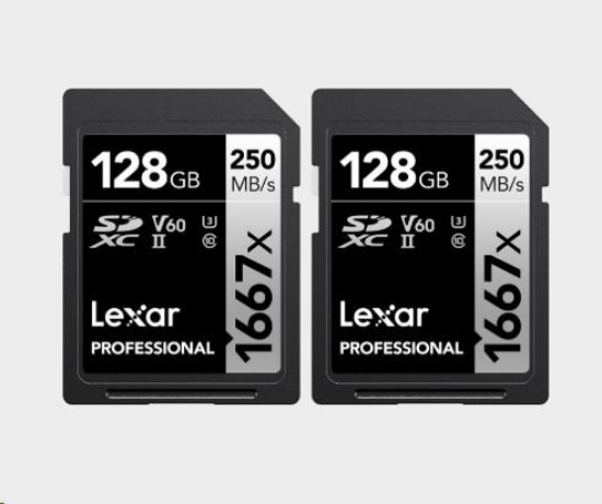 Obrázek Lexar SDXC Pro 1667X UHS-II U3 R250/W120 (V60) 128G - 2pack