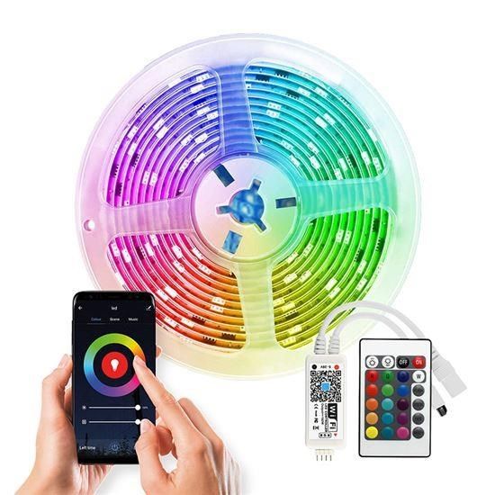 Obrázek Solight Wifi Smart LED světelný pás, RGB, 5m, sada s adaptérem a dálkovým ovladačem