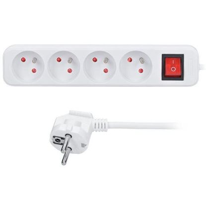 Obrázek Solight prodlužovací přívod, 4 zásuvky, bílý, vypínač, 5m