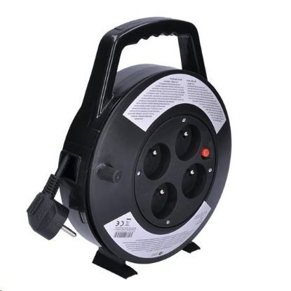 Obrázek Solight prodlužovací přívod na bubnu, 4 zásuvky, 10m, černý kabel, 3x 1, 0mm2