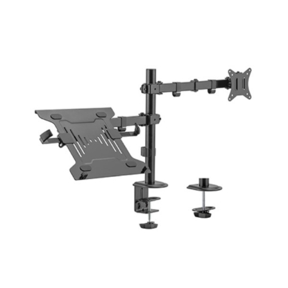 Obrázek Držák monitoru Brateck LDT66-C024ML jedno kloubové rameno + jeden držák laptopu vedle sebe na tyčovém držáku