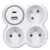 Obrázek Solight rozbočka, 3x 15A, USB nabíječka A+C, bílá- šedá