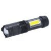 Obrázek Solight LED nabíjecí kapesní svítilna se zoomem, 100lm + 70lm, Li- Ion, USB, černá