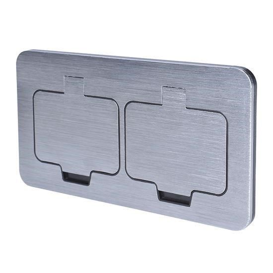 Obrázek Solight vestavná podlahová dvojzásuvka, IP55, obdélníkové víčko