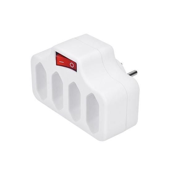 Obrázek Solight rozbočka, 4 x 2,5A, bílá, vypínač