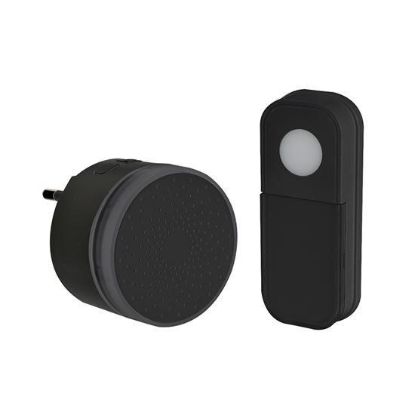 Obrázek Solight bezdrátový mini zvonek, do zásuvky, 180m, černý, learning code