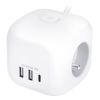 Obrázek Solight 3z + USB A+C prodlužovací přívod - kostka, kabel 2m, 3 x 1mm2, bílý, vypínač