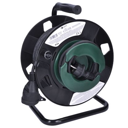 Obrázek Solight prodlužovací přívod na bubnu, 1 zásuvka, venkovní, 25m gumový kabel, 3x 1, 5mm2, IP44