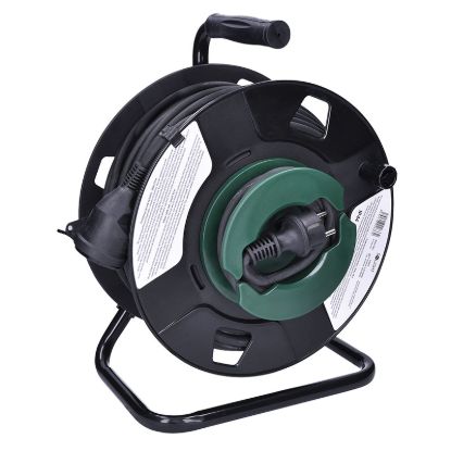 Obrázek Solight prodlužovací přívod na bubnu, 1 zásuvka, venkovní, 50m gumový kabel, 3x 1, 5mm2, IP44