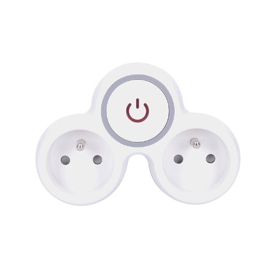 Obrázek Solight rozbočka, 2x 10A, bílá-šedá, vypínač