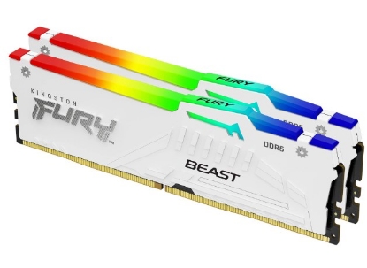 Obrázek KINGSTON DIMM DDR5 16GB (Kit of 2) 5200MT/s CL40 FURY Beast Bílá RGB XMP