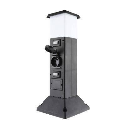 Obrázek Solight zahradní sloupek IP44 s LED osvětlením, plast, 2 zásuvky, hranol, černý