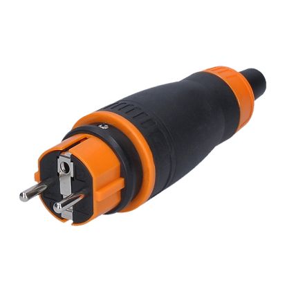 Obrázek Solight zástrčka do vlhka, přímá, IP44, černá- oranžová