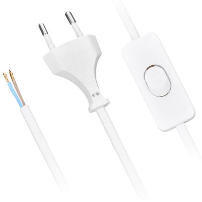 Obrázek Solight flexo šňůra, 2x 0, 75mm2, bílá, plochá, vypínač, 3m