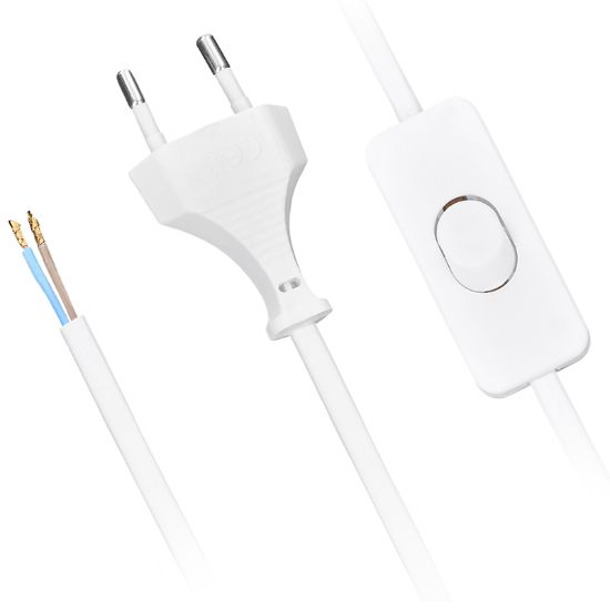 Obrázek Solight flexo šňůra, 2x 0,75mm2, bílá, plochá, vypínač, 3m