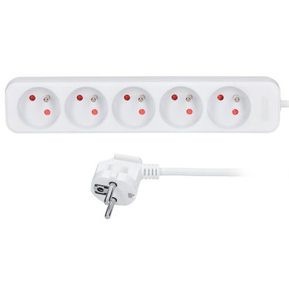 Obrázek Solight prodlužovací přívod, 5 zásuvek, bílý, 1, 5m