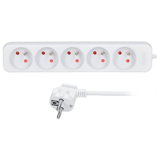 Obrázek Solight prodlužovací přívod, 5 zásuvek, bílý, 1,5m
