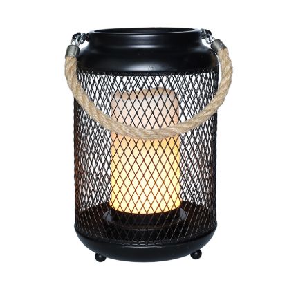 Obrázek Solight kovová lucerna s LED svíčkou, teplá bílá, 3xAA, černá, 20cm