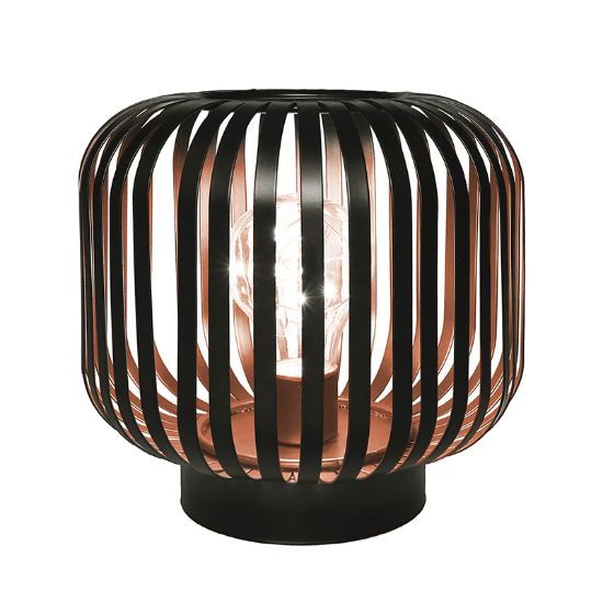 Obrázek Solight kovová oválná lucerna se žárovkou s micro LED, teplá bílá, měděná, 3xAA, 18cm