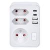 Obrázek Solight rozbočka, 1x 16A + 2x 2, 5A, 2xUSB A+C, bílá, vypínač