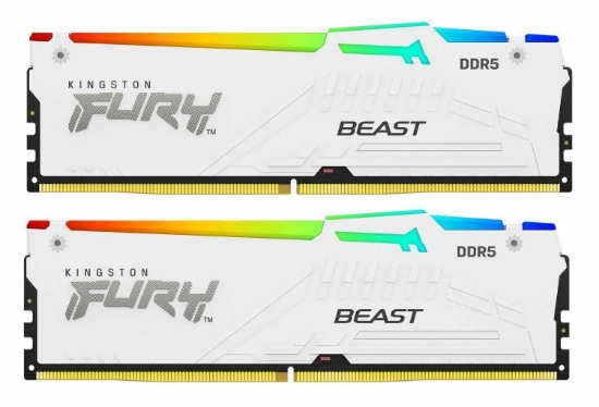 Obrázek KINGSTON DIMM DDR5 32GB (Kit of 2) 6400MT/s CL32 Non-ECC FURY Beast RGB XMP, Bílá