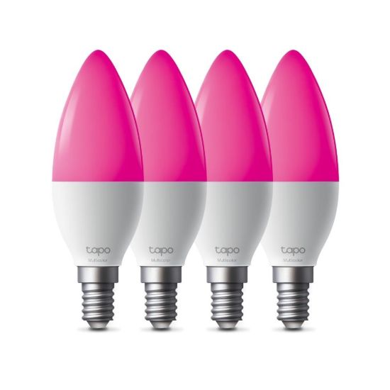 Obrázek TP-Link Tapo L430C(4-pack) chytrá WiFi stmívatelná LED žárovka (barevná,2500K-6500K,470lm,2,4GHz,E14)