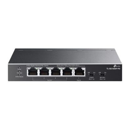 Obrázek BAZAR - TP-Link switch TL-SG1005P-PD (5xGbE,4xPoE+,1xPoE-in,PoE++,90W, fanless) - rozbaleno