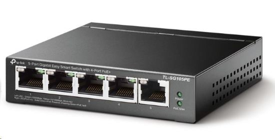 Obrázek TP-Link Easy Smart switch TL-SG105PE (5xGbE, 4xPoE+, 65W, fanless)