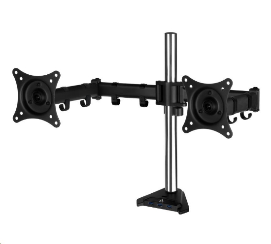 Obrázek ARCTIC stolní držák Z2 Pro (Gen3) pro 2x LCD do 34", nosnost 2x15kg, 4x USB HUB, černý (black)