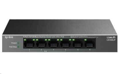 Obrázek TP- Link LiteWave switch LS106LP (6x100Mb/ s, 4xPoE, 41W, fanless)