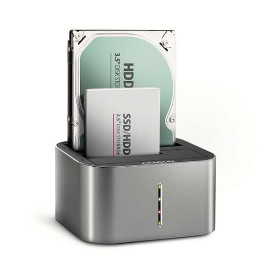 Obrázek AXAGON ADSA-DC, USB-C 5Gbps - 2x SATA 6G 2.5"/3.5" SSD/HDD CLONE DUAL dokovací stanice