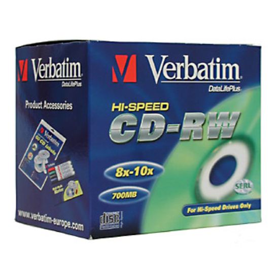 Obrázek VERBATIM CD-RW(10-Pack)Jewel/High Speed/8x-12x/DLP/700MB