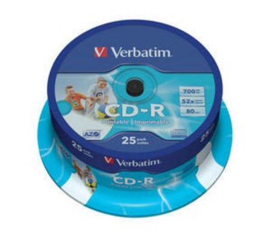 Obrázek VERBATIM CD-R(25-Pack)Spindle/Printable/52x/700MB/DLP