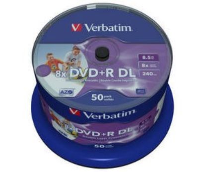 Obrázek VERBATIM DVD+R(50-pack)DoubleLayer/Spindle/8X/8.5GB/Printable/NoID