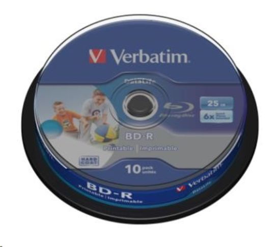 Obrázek VERBATIM BD-R SL Datalife HTL (10-pack)Blu-Ray/Spindle/6x/25GB Wide Printable