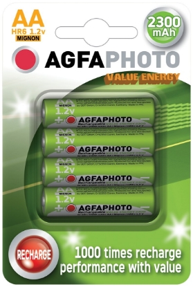 Obrázek AgfaPhoto nabíjecí NiMH baterie AA, 2300mAh, blistr 4ks
